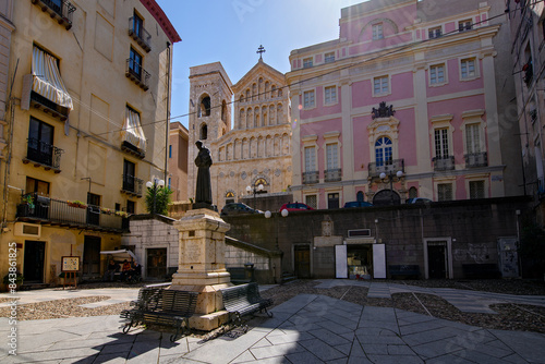 Piazza Carlo Alberto and Palazzo di Citta, Cagliari, Sardinia, Italy