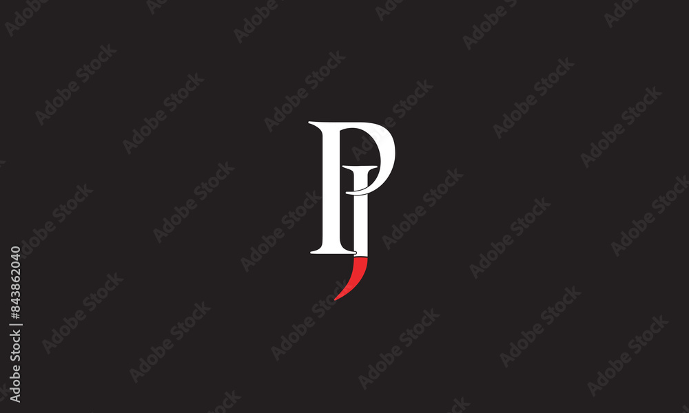 PJ, JP, J, P Abstract Letters Logo Monogram
