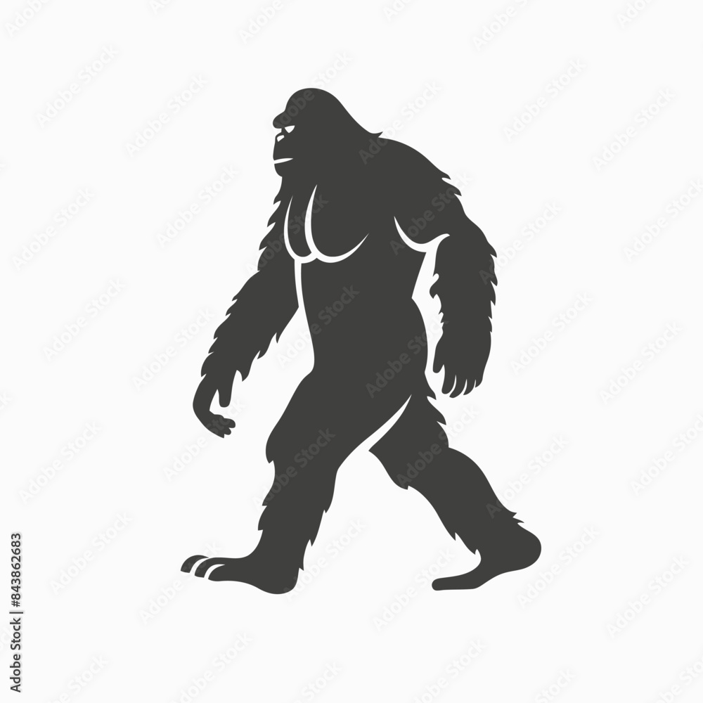 Fototapeta premium a bigfoot silhouette on a white background