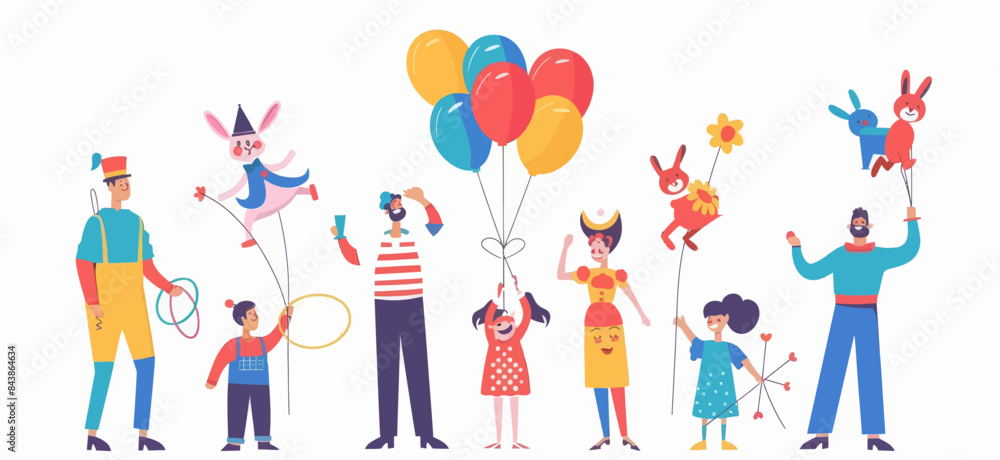 a group of people standing next to each other holding balloons a group of people standing next to each other holding balloons