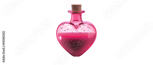 Pink heart shaped potion bottle with a cork.