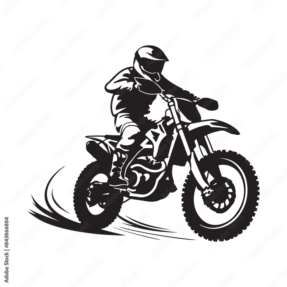 Motocross rider ride the motocross bike vector illustration Stock Vector isolated on white Motocross rider ride the motocross bike vector illustration Stock Vector isolated on white