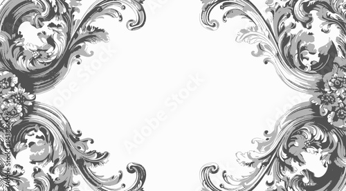 a black and white photo of a decorative frame