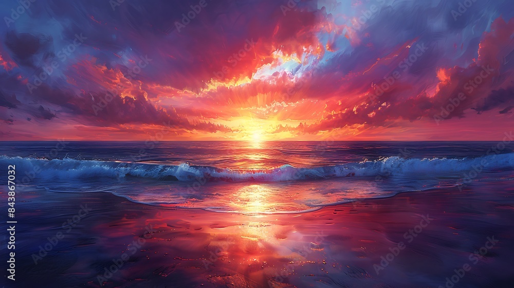 Stunning sunset painting the horizon in vibrant colors
