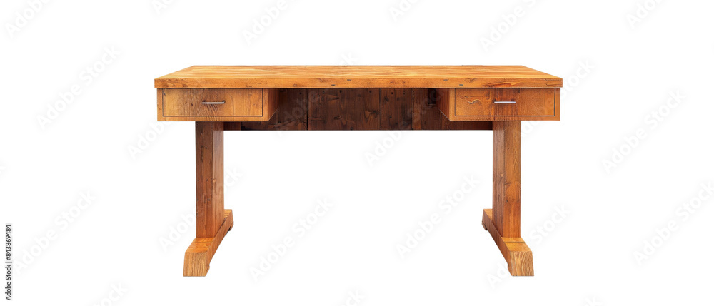 Wooden desk with two drawers and unique legs. Wooden desk with two drawers and unique legs.