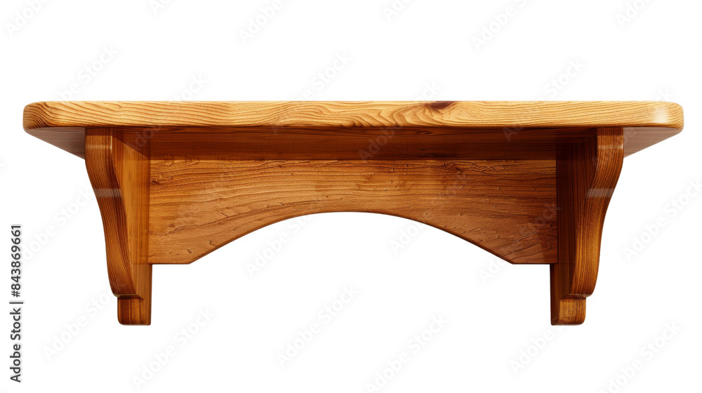 Wooden shelf with an arched design, isolated on a black background. Wooden shelf with an arched design, isolated on a black background.