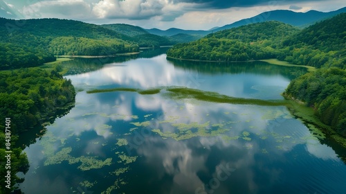 Large lake surrounded by forested img