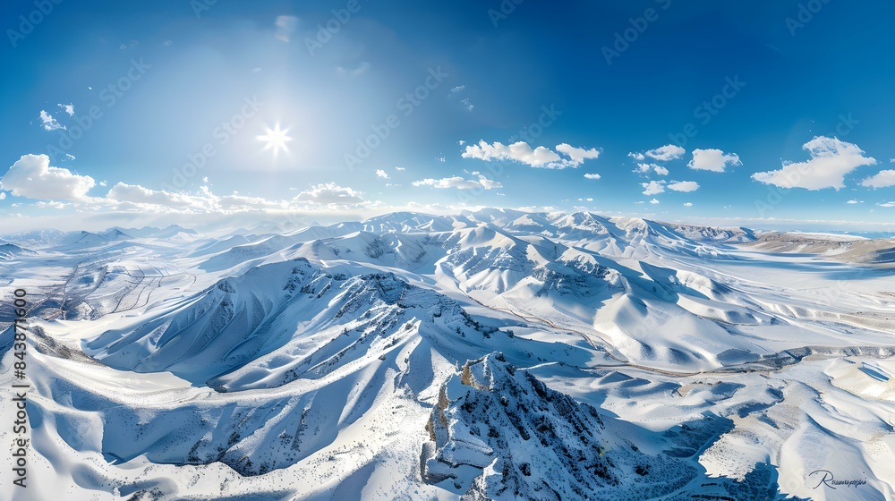 Fototapeta premium Mountain range covered in snow picture