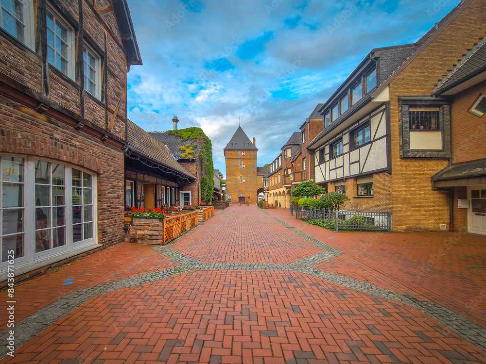 Architecture of the old town of Monheim am Rhein, Germany.