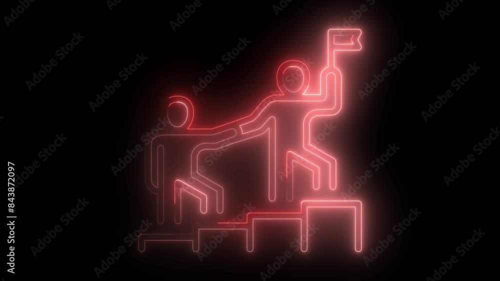 Neon Glowing Teamwork and Leadership Icon in Blue – Bright Illuminated Sign on Black Background, Perfect for Business Presentations, Motivational Graphics, and Team Building Concepts. Neon Glowing Teamwork and Leadership Icon in Blue – Bright Illuminated Sign on Black Background, Perfect for Business Presentations, Motivational Graphics, and Team Building Concepts.