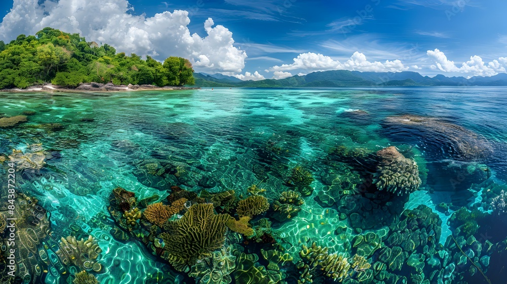 Tropical island with coral reefs Tropical island with coral reefs