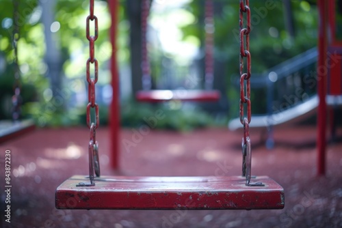 Red empty swings  photo