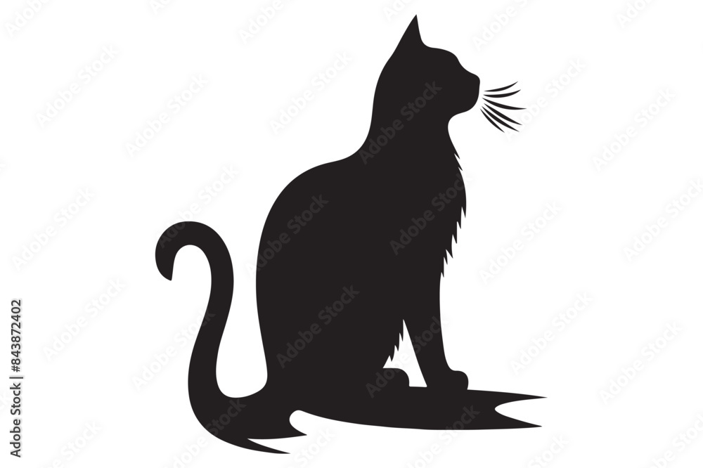 Cat silhouette. Vector in monochrome style on white background. Cat silhouette. Vector in monochrome style on white background.