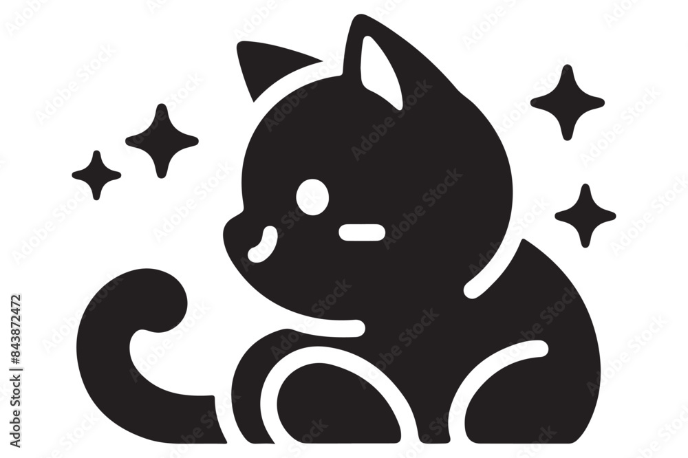 Cat silhouette. Vector in monochrome style on white background. Cat silhouette. Vector in monochrome style on white background.