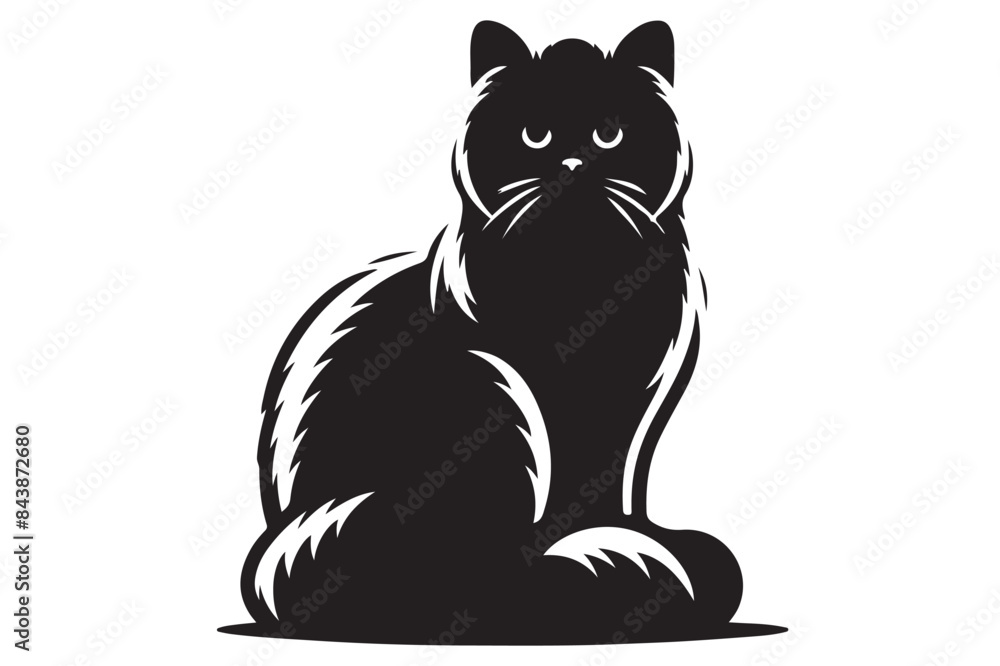 Cat silhouette. Vector in monochrome style on white background. Cat silhouette. Vector in monochrome style on white background.