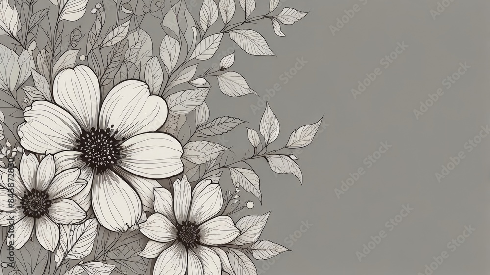 Elegant Floral Design in Minimalist Background for wallpapers, posters and print products Elegant Floral Design in Minimalist Background for wallpapers, posters and print products