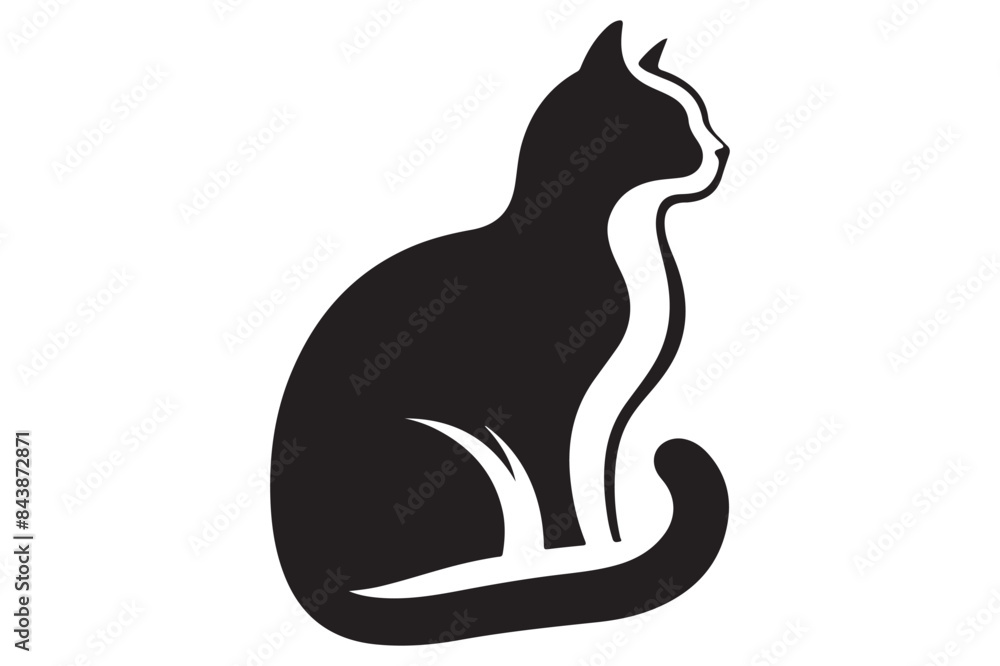 Cat silhouette. Vector in monochrome style on white background. Cat silhouette. Vector in monochrome style on white background.