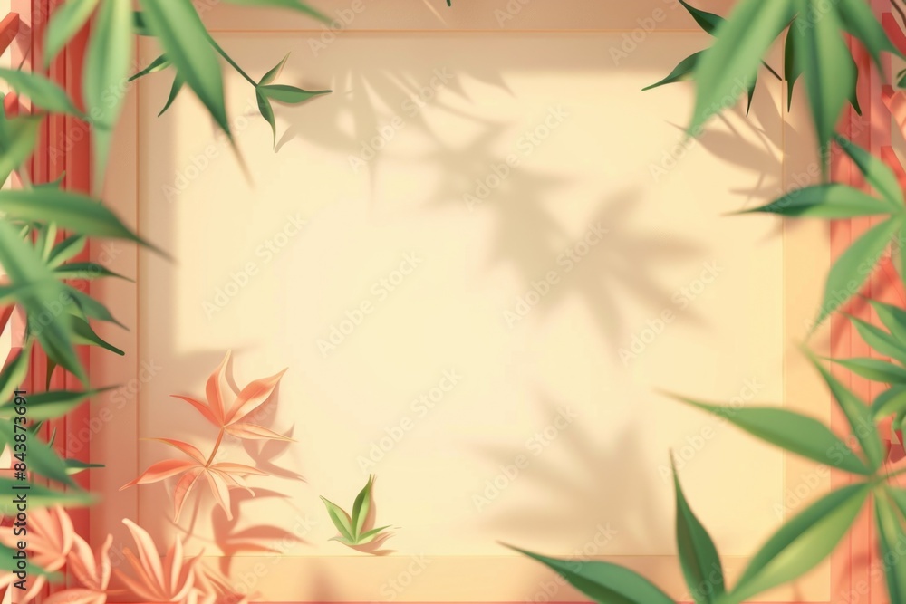 Fototapeta premium 3D Hemp, Cannabis Illustration with Green and Orange Leaves, Perfect for Seasonal Designs