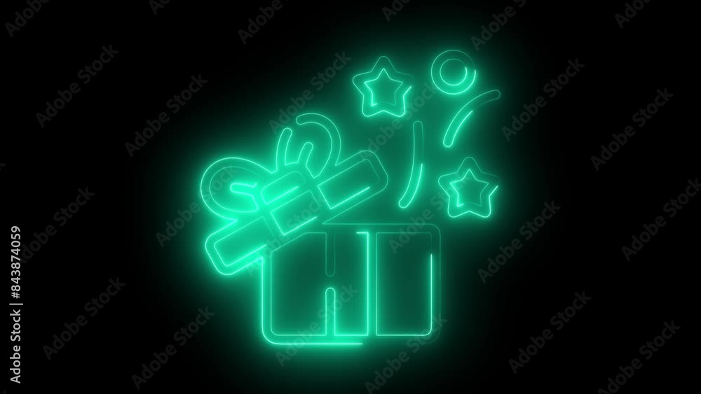 Neon Glowing 'HI' Greeting with Gift Box and Stars – Bright Blue Illuminated Sign on Black Background, Perfect for Digital Greeting Cards, Social Media Graphics, and Festive Invitations. Neon Glowing 'HI' Greeting with Gift Box and Stars – Bright Blue Illuminated Sign on Black Background, Perfect for Digital Greeting Cards, Social Media Graphics, and Festive Invitations.