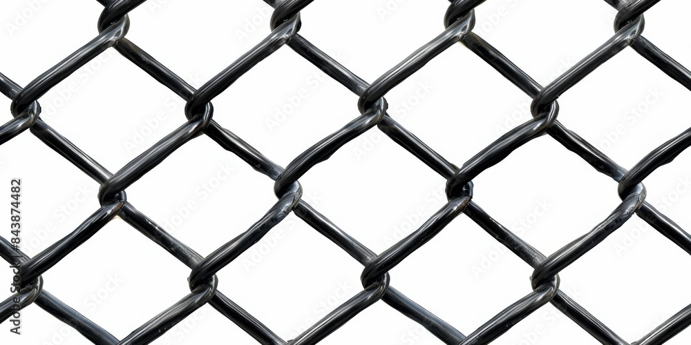 Fototapeta premium Close-Up of a Black Chain Link Fence With a White Background