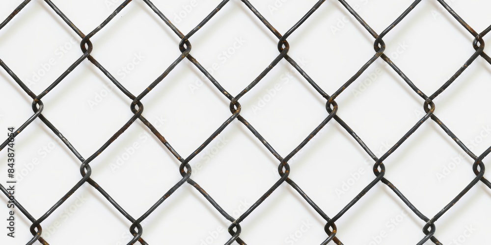 Fototapeta premium Close-Up of a Black Chain Link Fence With a White Background