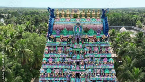 South indian temple architecture details, aerial drone view Tamil Nadu