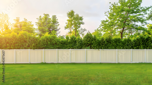 a wooden garden fence in the backyard 