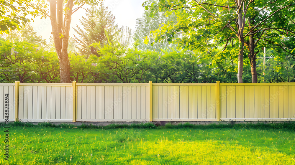 a wooden garden fence in the backyard a wooden garden fence in the backyard
