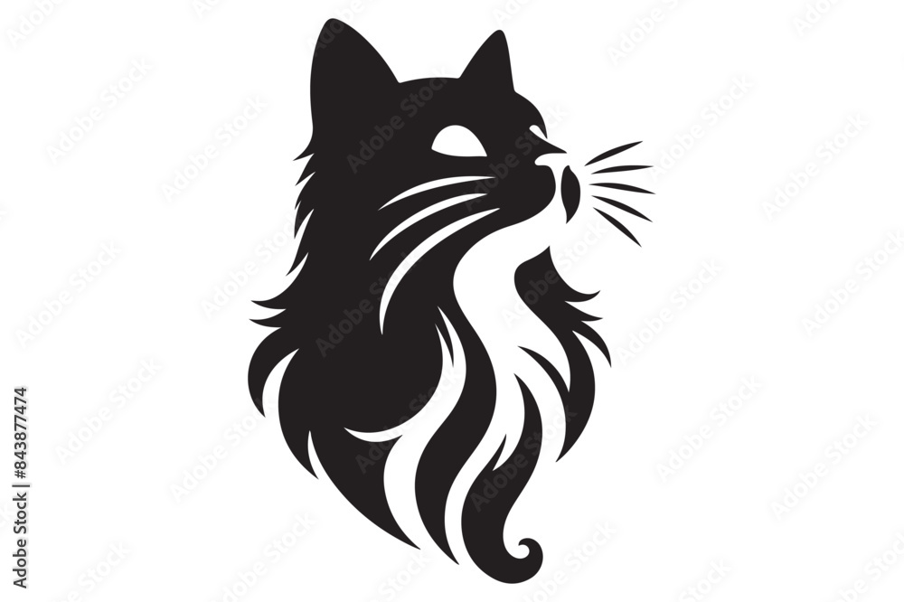 Cat silhouette. Vector in monochrome style on white background. Cat silhouette. Vector in monochrome style on white background.