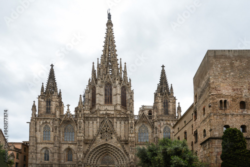 Photography Top of gothic cathedral in Barcelona, Spain