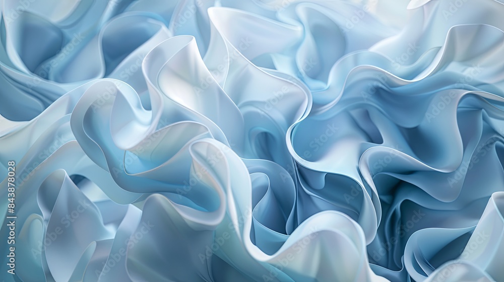 Fototapeta premium Serene Blue Wavy Paper Art Inspired Background