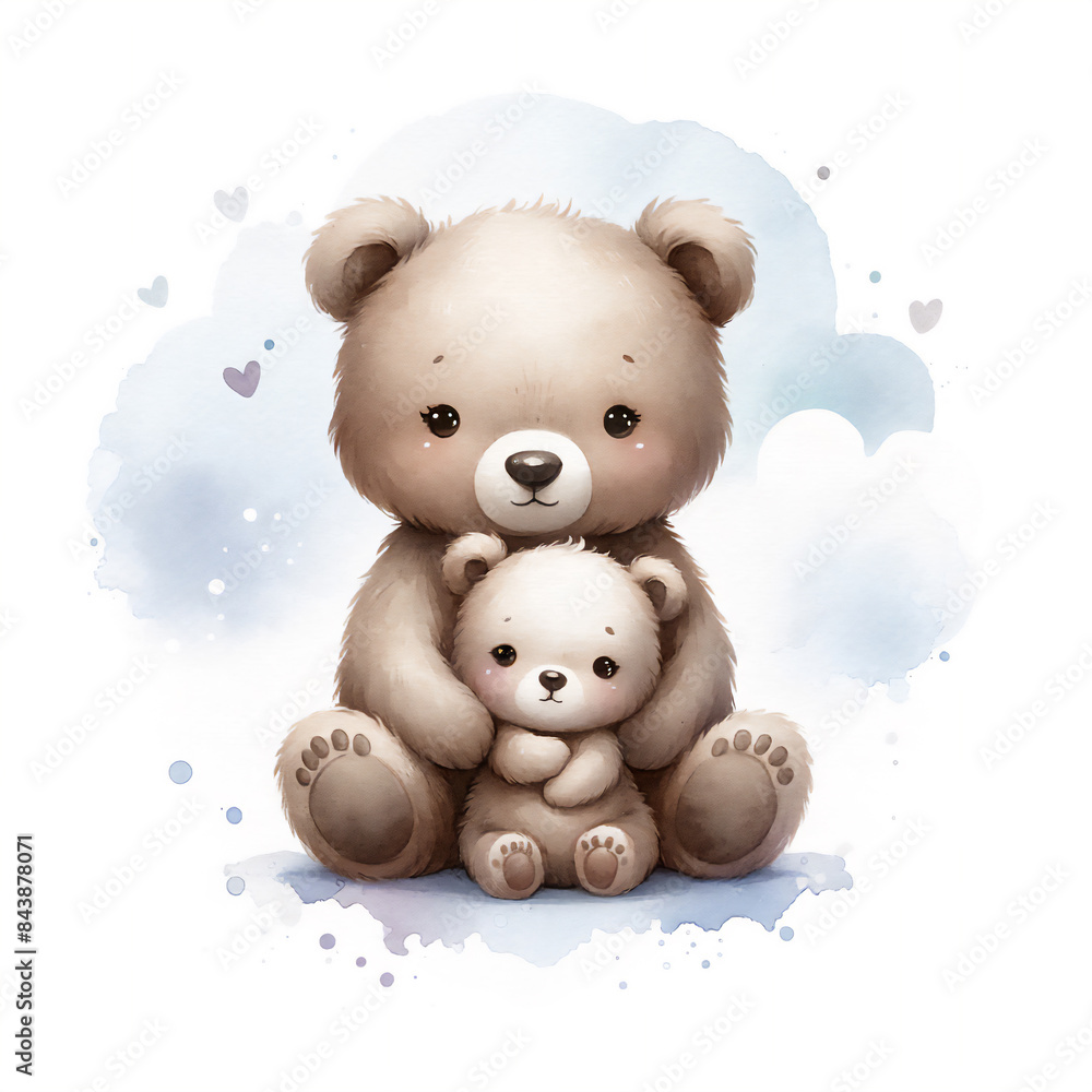 Mother Bear and baby bear in Watercolor Mother Bear and baby bear in Watercolor