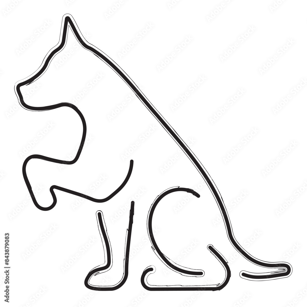 dog brush strokes on a white background. Vector illustration. dog brush strokes on a white background. Vector illustration.