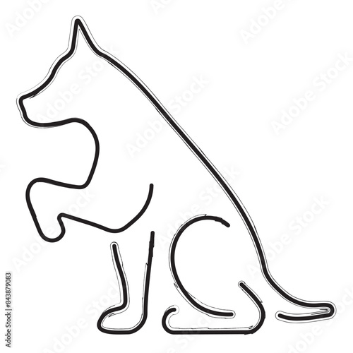 dog brush strokes on a white background. Vector illustration.