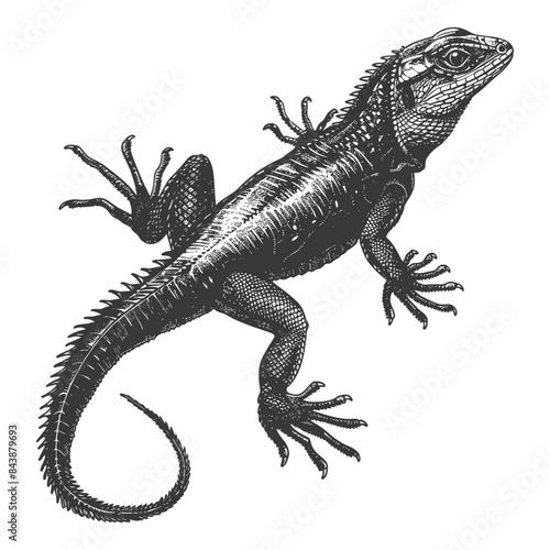 Engraved Lizard: Vintage Zoological Illustration, Reptile Anatomy.