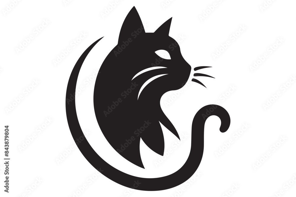 Cat silhouette. Vector in monochrome style on white background. Cat silhouette. Vector in monochrome style on white background.