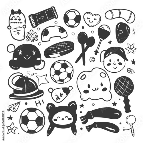 Whimsical Doodle Icons: Playful Collection of Hand-Drawn Objects and Characters.