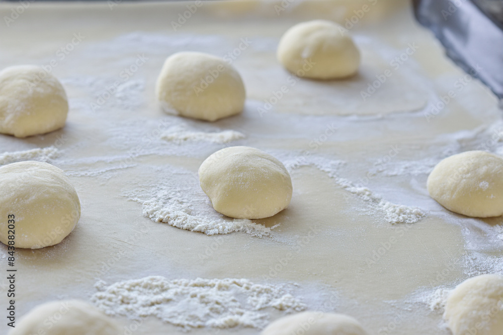 preparing the pizza dough