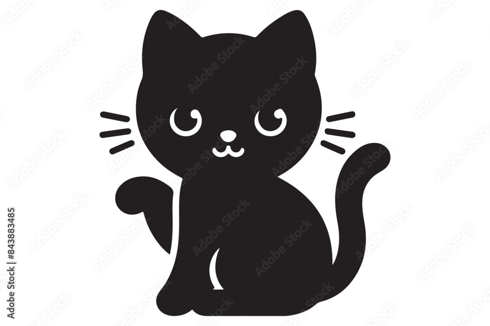 Cat silhouette. Vector in monochrome style on white background. Cat silhouette. Vector in monochrome style on white background.