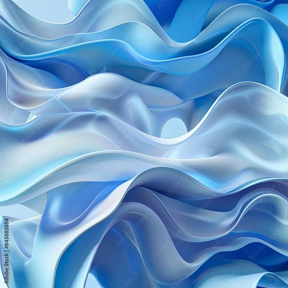 Serene Blue Wavy Paper Art Inspired Background Serene Blue Wavy Paper Art Inspired Background