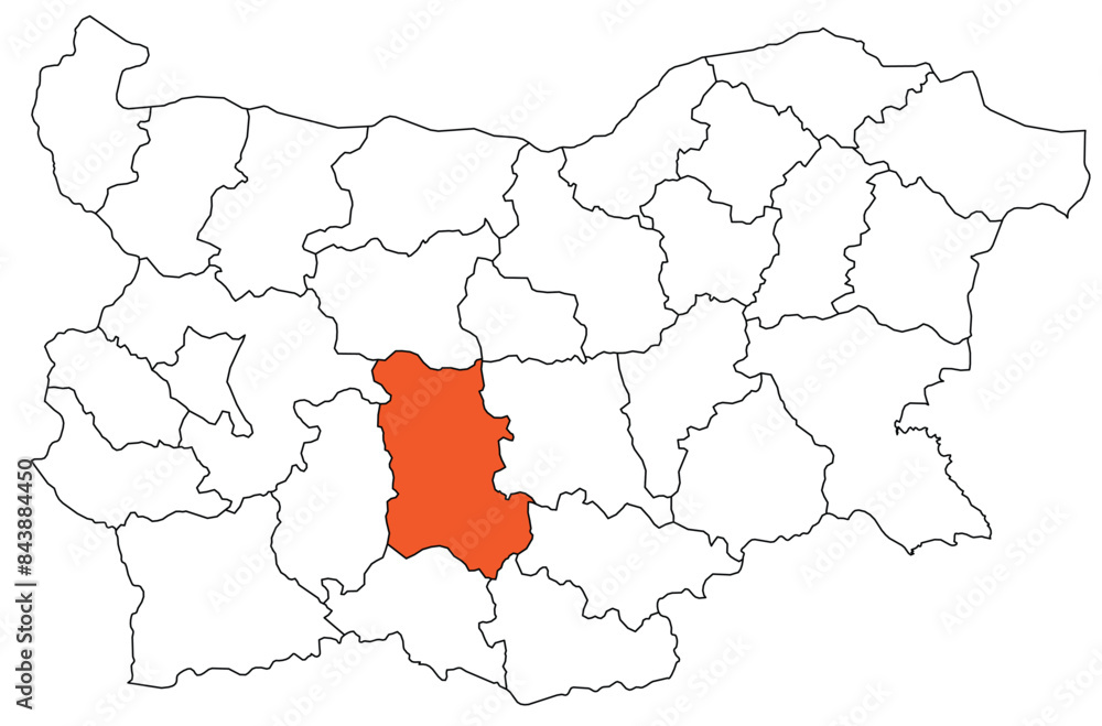 Fototapeta premium Outline of the map of the region of Bulgaria - Plovdiv region