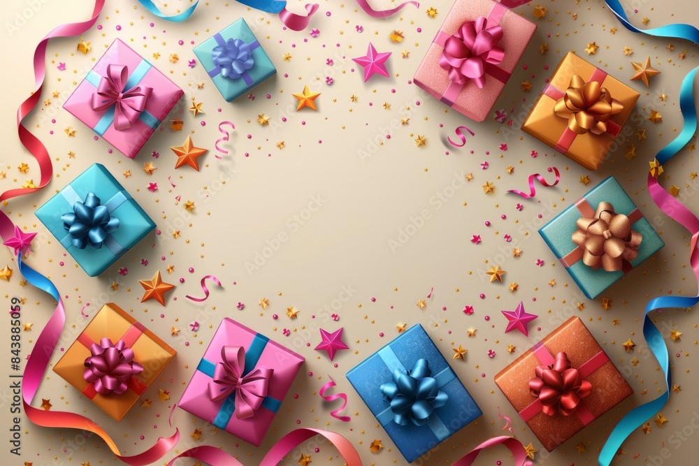 Frame background with gifts boxes Frame background with gifts boxes