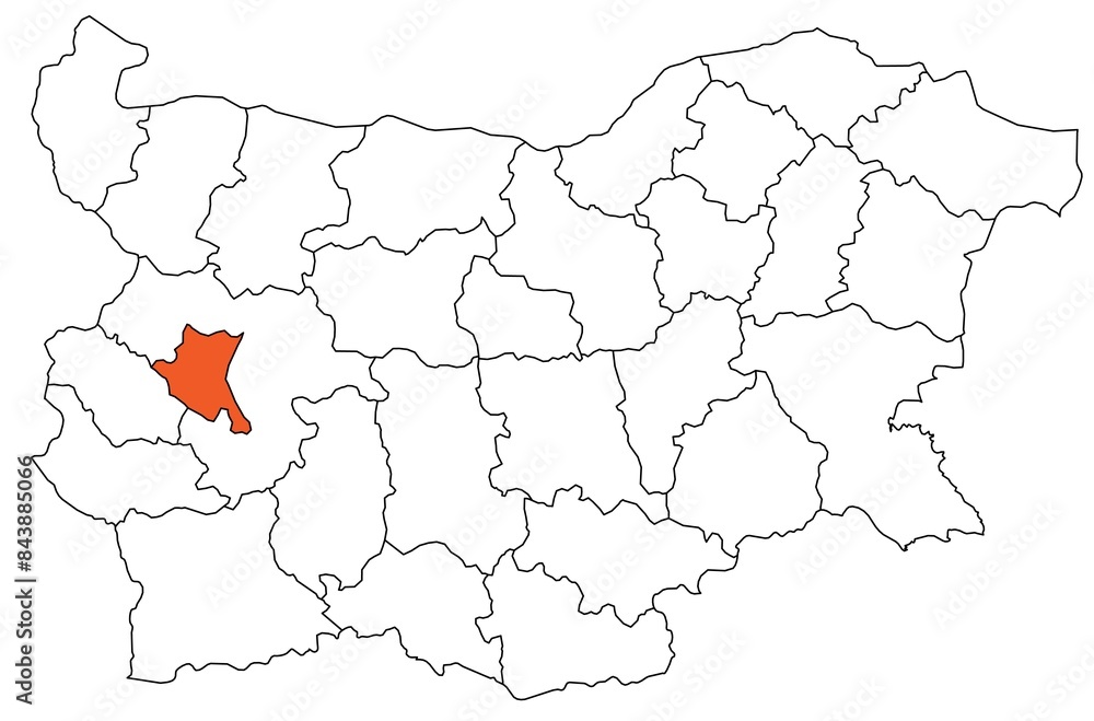 Obraz premium Outline of the map of the region of Bulgaria - Sofia region