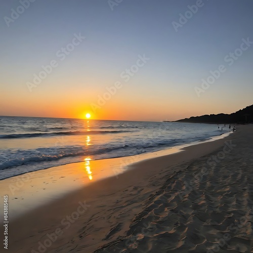 Wallpaper Mural beach at sunrise or sunset in summer for social media background or presentation or wallpaper Torontodigital.ca