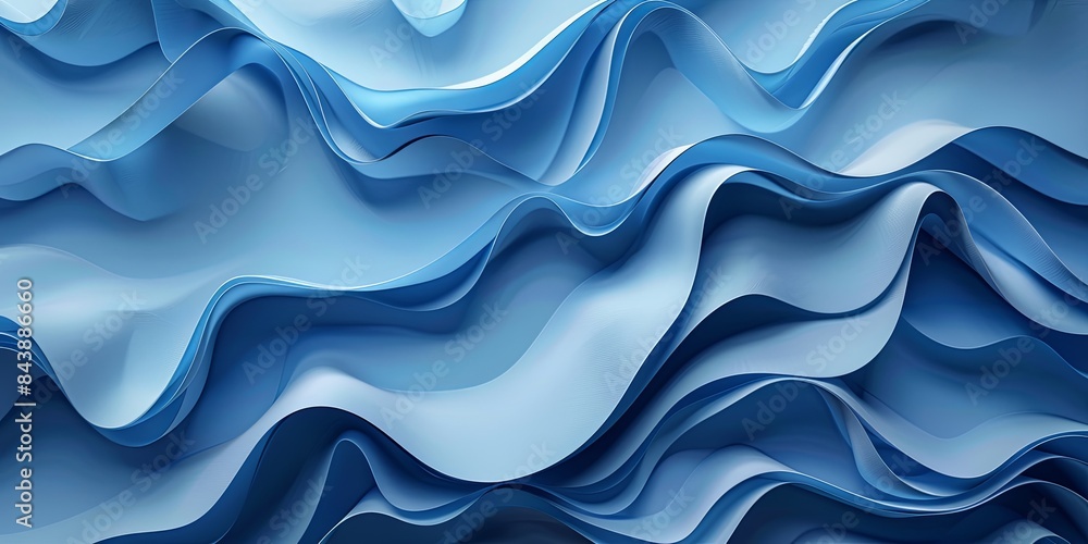 Serene Blue Wavy Paper Art Inspired Background Serene Blue Wavy Paper Art Inspired Background