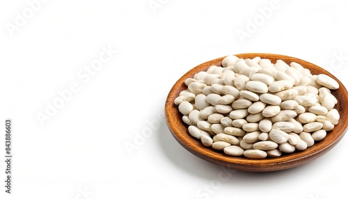 navy, pearl, haricot, Boston, or white pea bean - Phaseolus vulgaris - a common addition to many meals such as salads, soups, casseroles or meat dishes as a side item. Isolated on white background photo