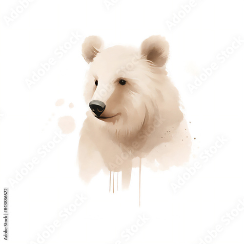 Watercolor Bear Portrait 