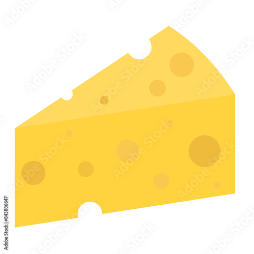 Slice cheese.A piece of cheese isolated on white background.Vector illustration.