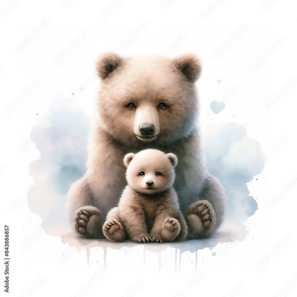 Mother Bear and baby bear in Watercolor Mother Bear and baby bear in Watercolor