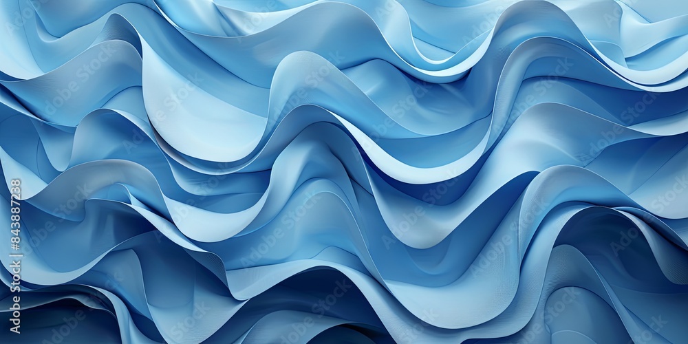 Serene Blue Wavy Paper Art Inspired Background Serene Blue Wavy Paper Art Inspired Background